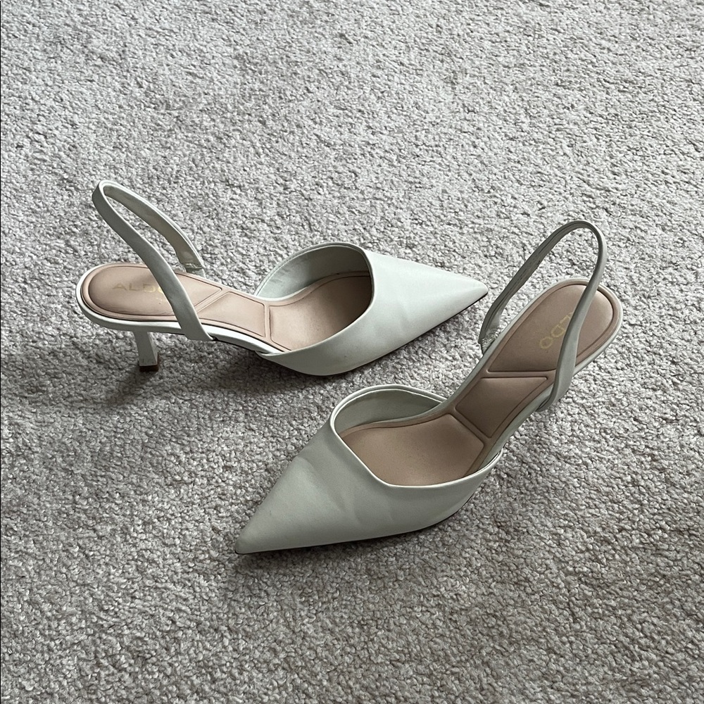 White Closed Toe Sling Back Heel